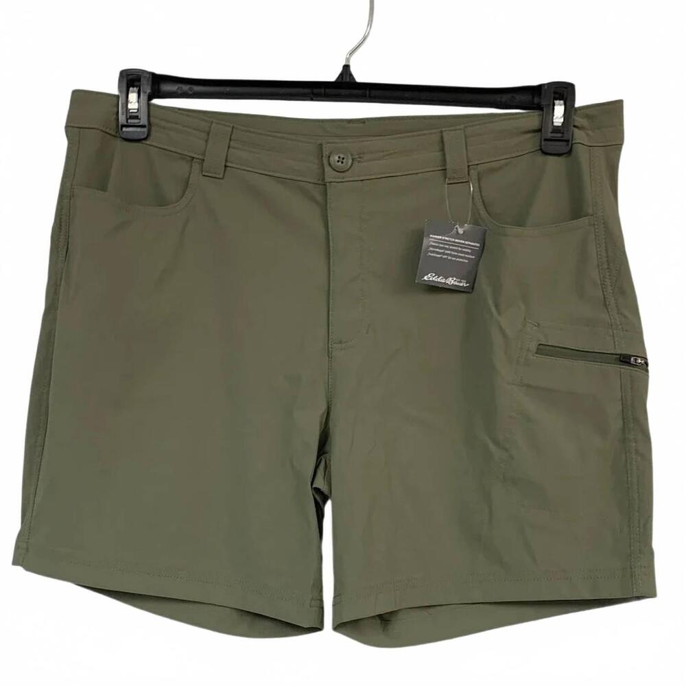 NEW EDDIE BAUER women's rainier outdoor hiking shorts in sprig green